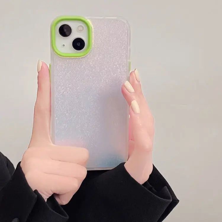 Laser Pearlescent Glitter Phone Case For iPhone 13 Pro Max For iPhone 13 Pro - For iPhone 13 Pro / Grass Green - Apple