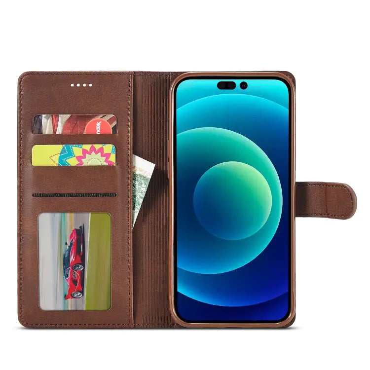 LC.IMEEKE Calf Texture Horizontal Flip Leather Case For iPhone 14 For iPhone 14 Plus For iPhone 14 Pro For iPhone 14