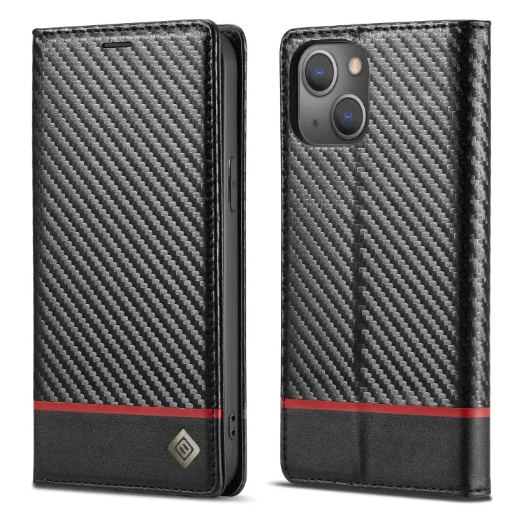 LC.IMEEKE Carbon Fiber PU + TPU Leather Case For iPhone 14 For iPhone 14 Plus For iPhone 14 Pro For iPhone 14 Pro Max