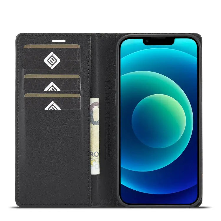 LC.IMEEKE Carbon Fiber PU + TPU Leather Case For iPhone 14 For iPhone 14 Plus For iPhone 14 Pro For iPhone 14 Pro Max