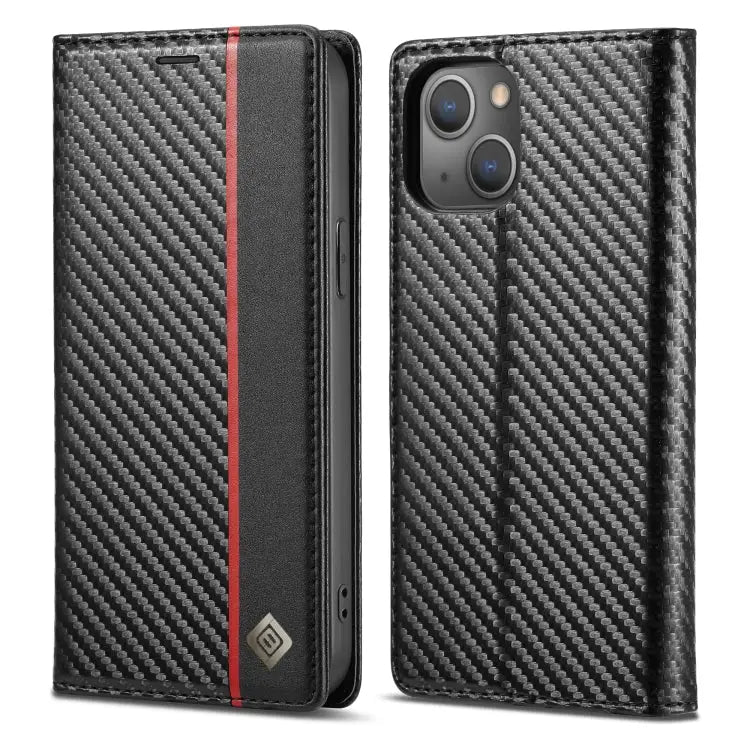 LC.IMEEKE Carbon Fiber PU + TPU Leather Case For iPhone 14 For iPhone 14 Plus For iPhone 14 Pro For iPhone 14 Pro Max
