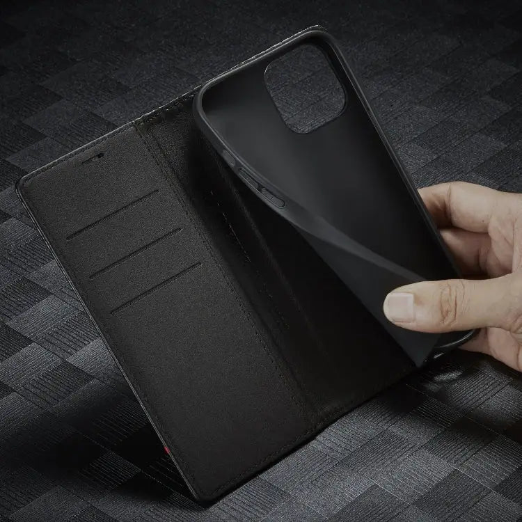 LC.IMEEKE Carbon Fiber PU + TPU Leather Case For iPhone 14 For iPhone 14 Plus For iPhone 14 Pro For iPhone 14 Pro Max