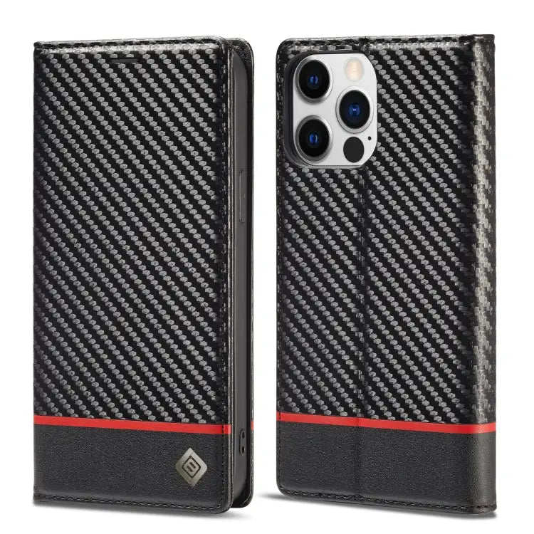 LC.IMEEKE Carbon Fiber PU + TPU Leather Case For iPhone 14 For iPhone 14 Plus For iPhone 14 Pro For iPhone 14 Pro Max