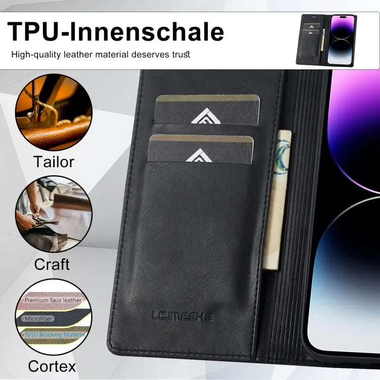 LC.IMEEKE RFID Anti-theft Leather Phone Case For iPhone 14 Pro For iPhone 14 Pro Max For iPhone 12 Pro/12 For iPhone 12