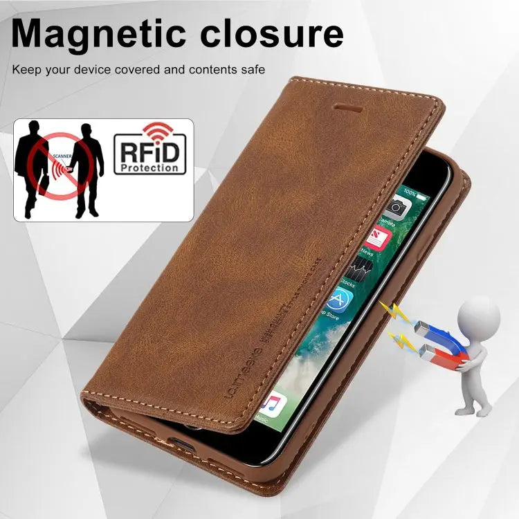 LC.IMEEKE RFID Anti-theft Leather Phone Case For iPhone SE 2022 / SE 2020 / 8 / 7 For iPhone XS Max For iPhone XS / X