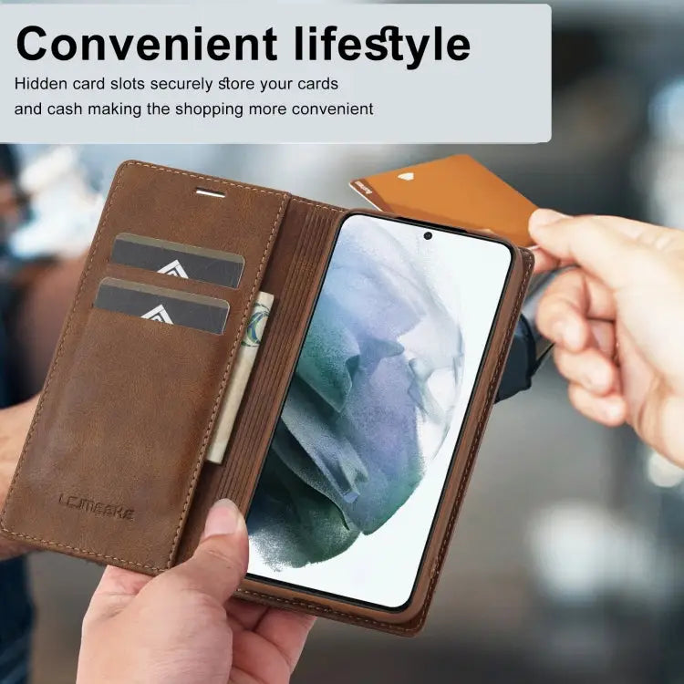 LC.IMEEKE RFID Anti-theft Leather Phone Case For Samsung Galaxy S21+ 5G - Samsung Accessories