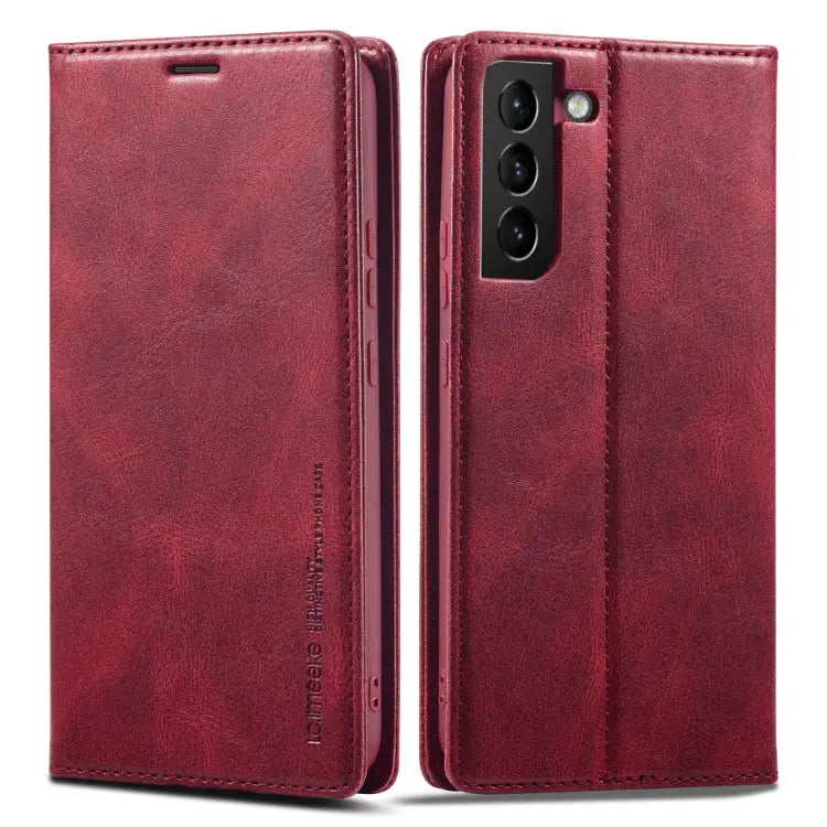 LC.IMEEKE RFID Anti-theft Leather Phone Case For Samsung Galaxy S21+ 5G - For Samsung Galaxy S21+ 5G / Red - Samsung