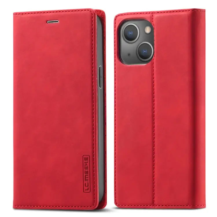 LC.IMEEKE Strong Magnetic PU + Matte TPU Horizontal Flip Leather Case with Holder & Card Slots & Wallet For iPhone 13