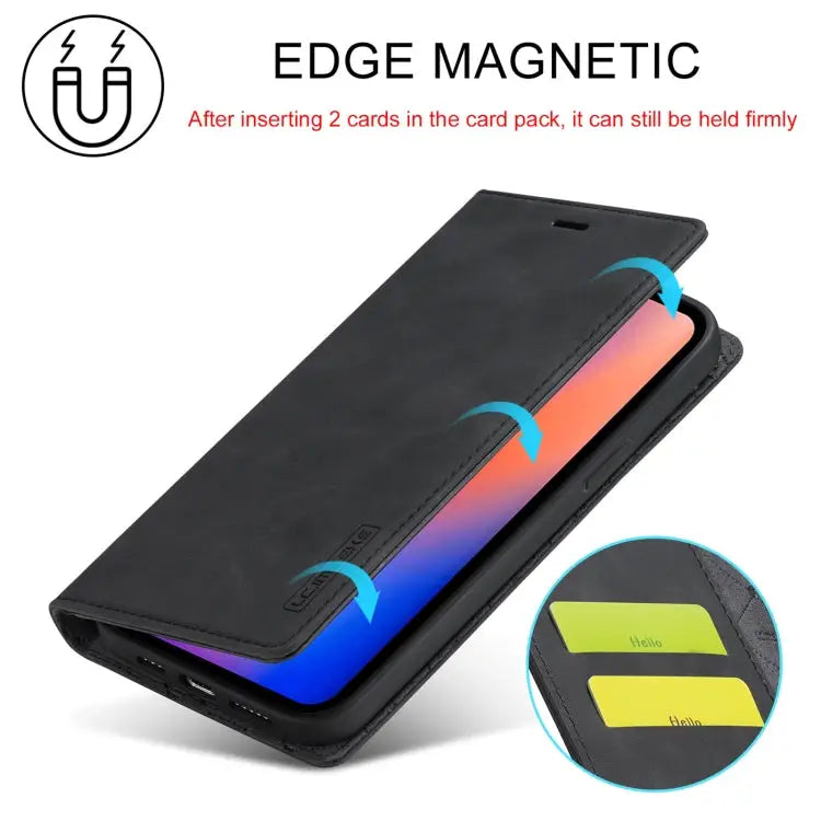 LC.IMEEKE Strong Magnetic PU + Matte TPU Horizontal Flip Leather Case with Holder & Card Slots & Wallet For iPhone 13