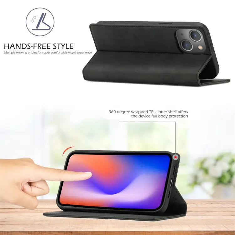 LC.IMEEKE Strong Magnetic PU + Matte TPU Horizontal Flip Leather Case with Holder & Card Slots & Wallet For iPhone 13