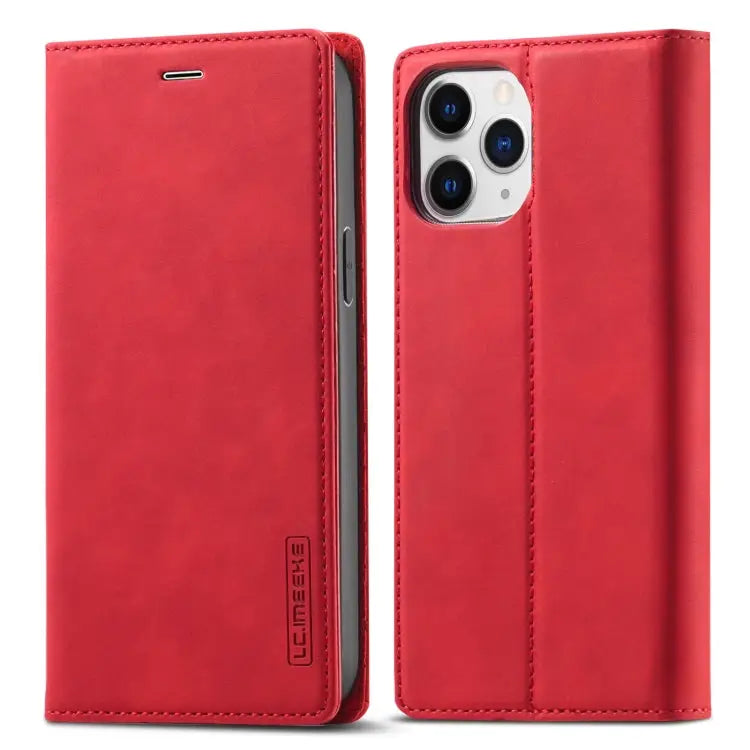 LC.IMEEKE Strong Magnetic PU + Matte TPU Horizontal Flip Leather Case with Holder & Card Slots & Wallet For iPhone 13