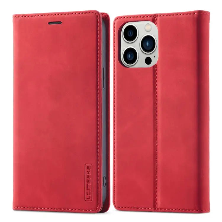 LC.IMEEKE Strong Magnetic PU + Matte TPU Horizontal Flip Leather Case with Holder & Card Slots & Wallet For iPhone 13