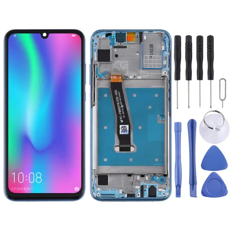 LCD Screen and Digitizer Full Assembly with Frame for Huawei Honor 10 Lite - For Huawei Honor 10 Lite / Blue