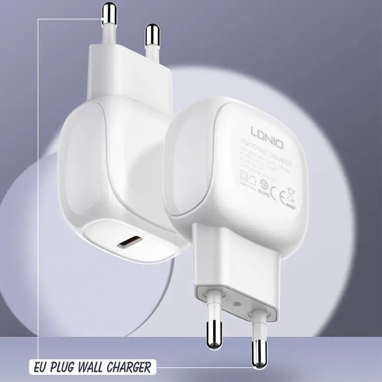 LDNIO A1206C PD27W USB-C / Type-C Fast Charger with 1m 8 Pin Cable EU Plug - EU Plug - Apple Accessories