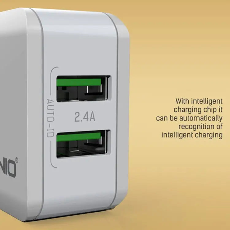 LDNIO A2201 2.4A Dual USB Charging Head Travel Direct Charge Mobile Phone Adapter Charger With Type-C Data Cable Type-C