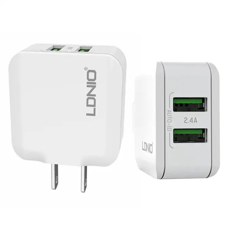 LDNIO A2201 2.4A Dual USB Charging Head Travel Direct Charge Mobile Phone Adapter Charger With 8 Pin Data Cable - 8 Pin