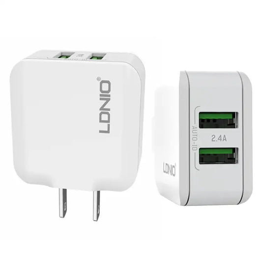 LDNIO A2201 2.4A Dual USB Charging Head Travel Direct Charge Mobile Phone Adapter Charger With 8 Pin Data Cable - 8 Pin