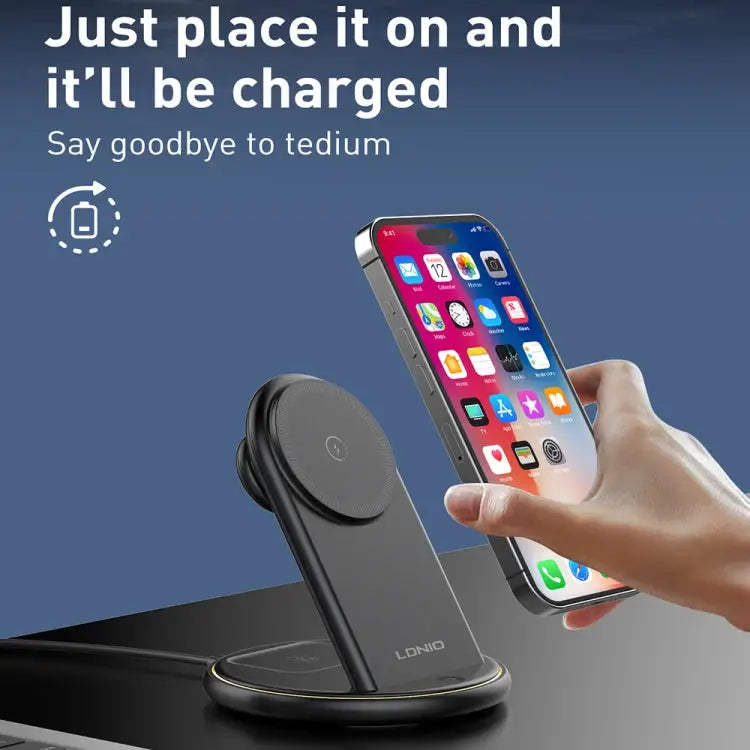 LDNIO WL02 25.5W 5 in 1 MagSafe Wireless Charger with 30cm Type-C Cable - Apple Accessories
