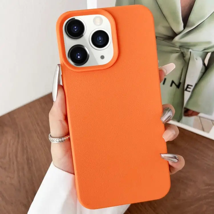 Leather Texture TPU Full Coverage Phone Case - For iPhone 11 Pro / Orange - Apple Accessories
