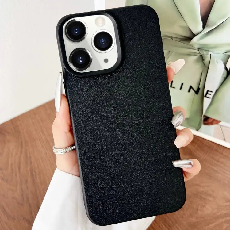 Leather Texture TPU Full Coverage Phone Case - For iPhone 11 Pro / Black - Apple Accessories