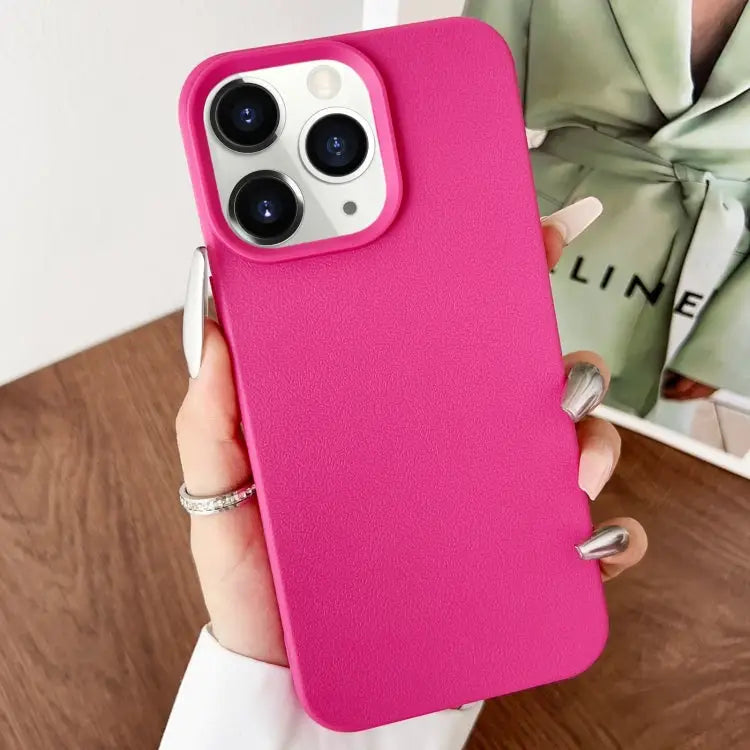 Leather Texture TPU Full Coverage Phone Case - For iPhone 11 Pro / Rose Red - Apple Accessories