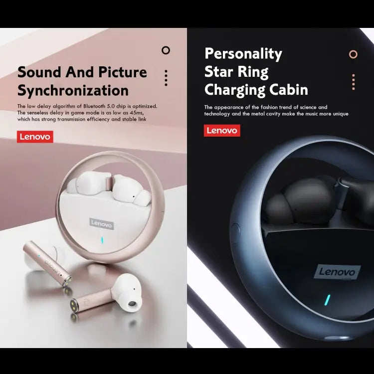 Lenovo LP60 TWS Wireless Bluetooth 5.3 Noise Reduction Earphone - White - Apple Accessories