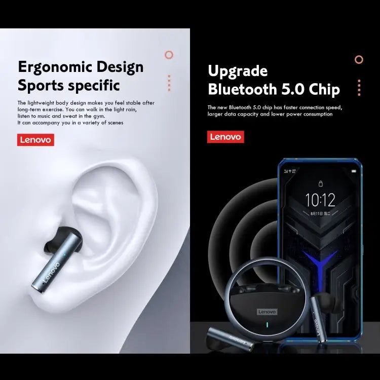 Lenovo LP60 TWS Wireless Bluetooth 5.3 Noise Reduction Earphone - White - Apple Accessories
