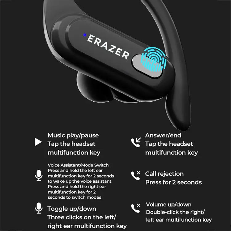 Lenovo XT60 Bluetooth 5.3 Ear-mounted Sports Wireless Bluetooth Earphone XT60 Pro - XT60 Pro / Black - Apple Accessories