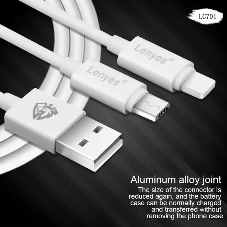 Lenyes LC701 1.5m 2.4A Output USB to 8 Pin PVC Data Sync Fast Charging Cable - 1.5m 8 Pin