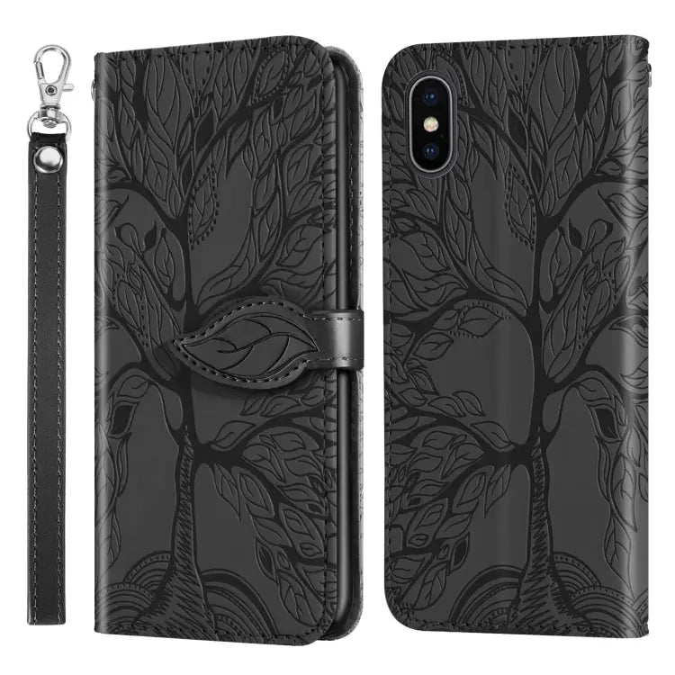 Life of Tree Embossing Pattern Horizontal Flip Leather Case with Holder & Card Slot & Wallet & Photo Frame & Lanyard