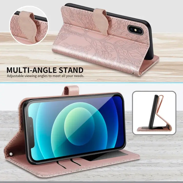 Life of Tree Embossing Pattern Horizontal Flip Leather Case with Holder & Card Slot & Wallet & Photo Frame & Lanyard