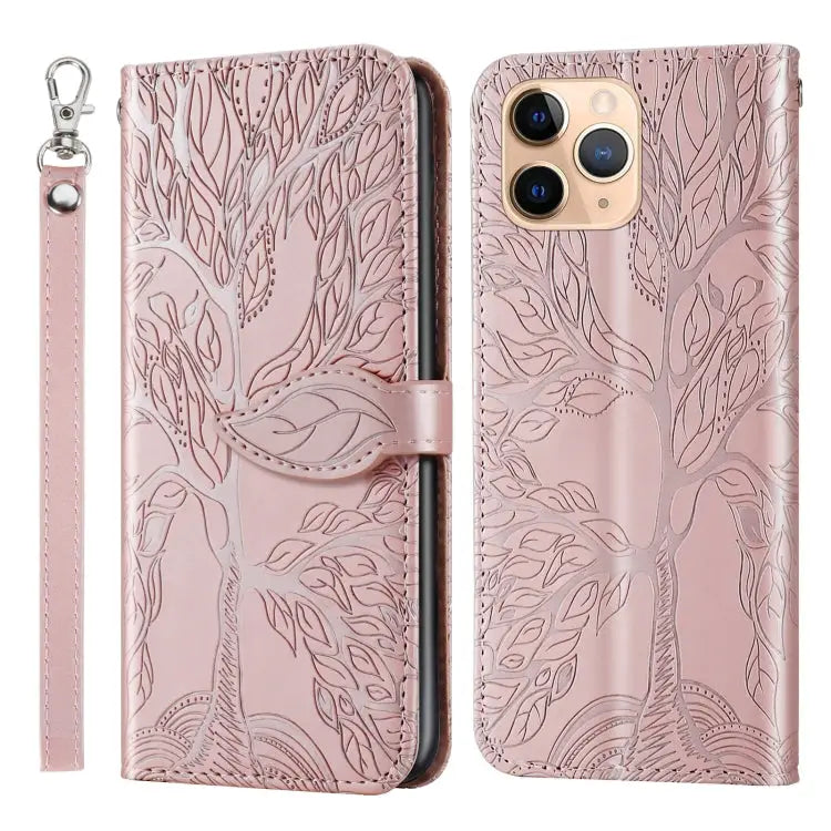 Life of Tree Embossing Pattern Horizontal Flip Leather Case with Holder & Card Slot & Wallet & Photo Frame & Lanyard