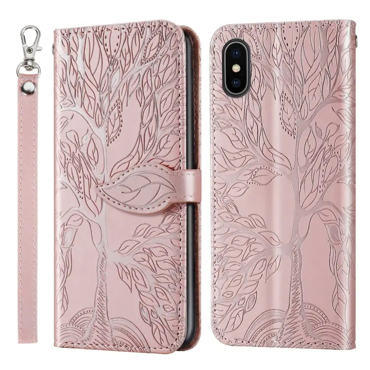 Life of Tree Embossing Pattern Horizontal Flip Leather Case with Holder & Card Slot & Wallet & Photo Frame & Lanyard