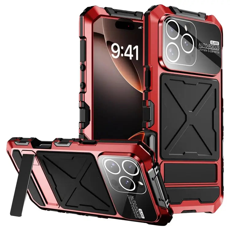 Life Waterproof Dustproof Shockproof Phone Case - For iPhone 16 Pro Max / Red - Apple Accessories