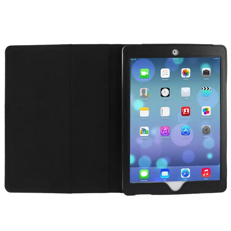 Litchi Texture Flip Leather Case with Holder & Sleep / Wake-up Function for iPad Air - Black