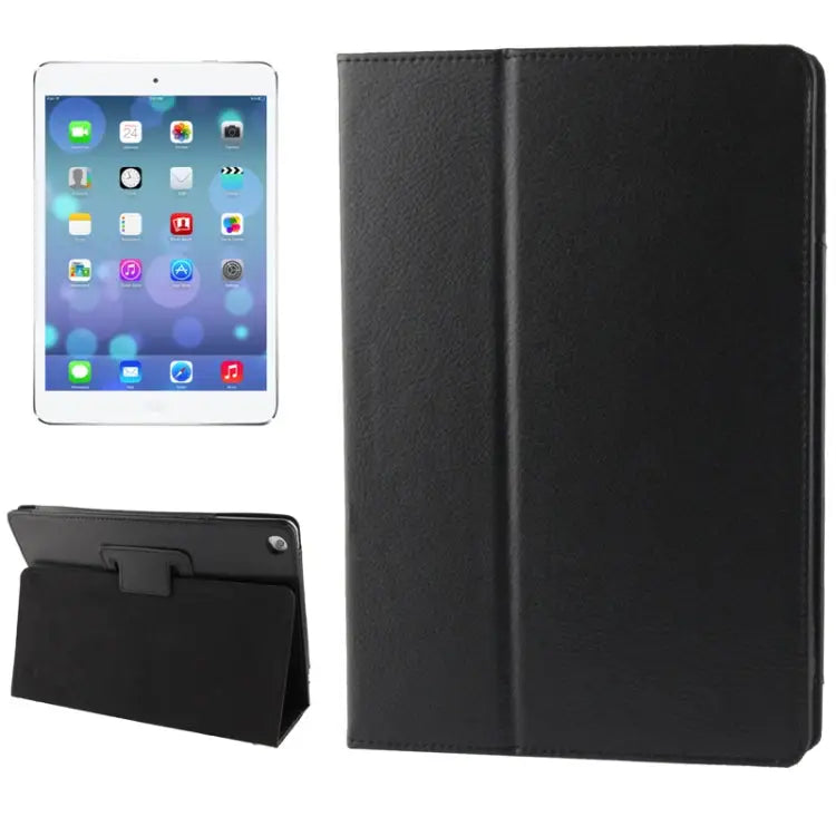Litchi Texture Flip Leather Case with Holder & Sleep / Wake-up Function for iPad Air - Black