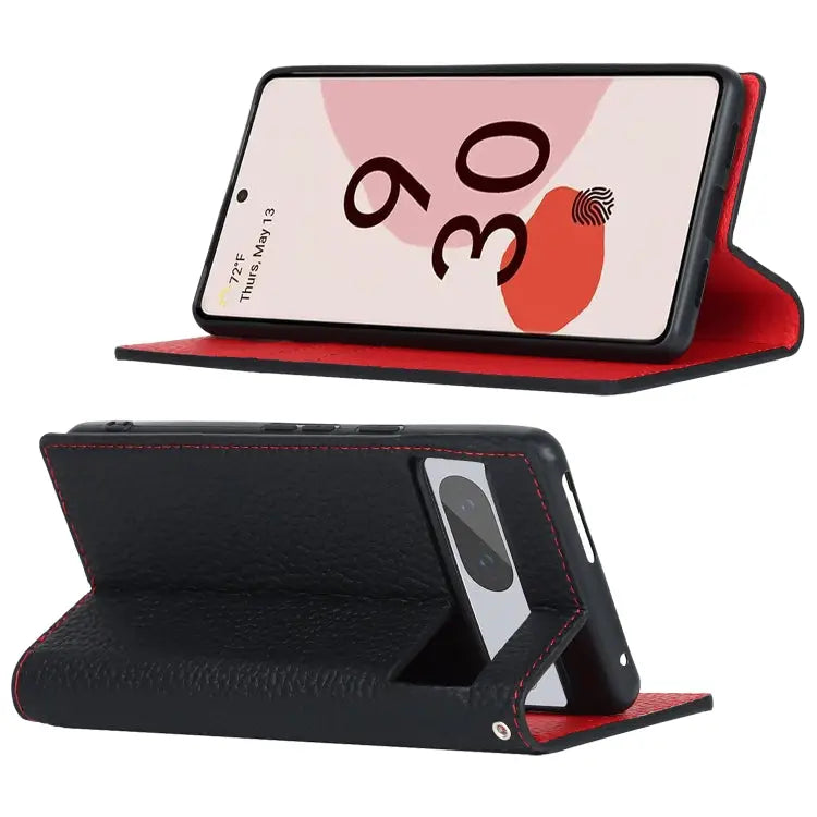 Litchi Texture Genuine Leather Phone Case For Google Pixel 7 5G - Mobile Accessories