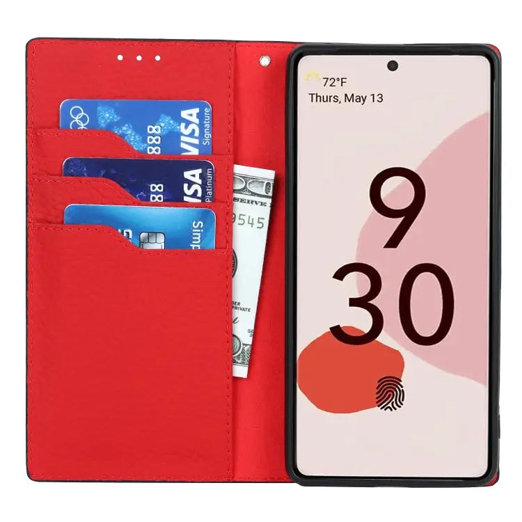 Litchi Texture Genuine Leather Phone Case For Google Pixel 7 5G - Mobile Accessories