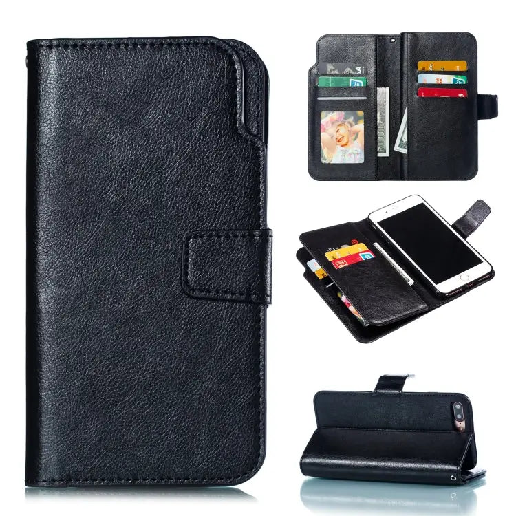 Litchi Texture Horizontal Flip Leather Case for iPhone 7 Plus with Nine Card Slots & Wallet & Photo Frame - For iPhone