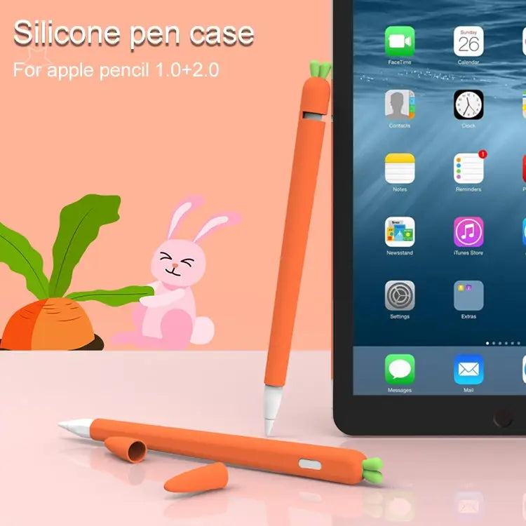 LOVE MEI For Apple Pencil 1 Carrot Shape Stylus Pen Silicone Protective Case Cover For Apple Pencil 1