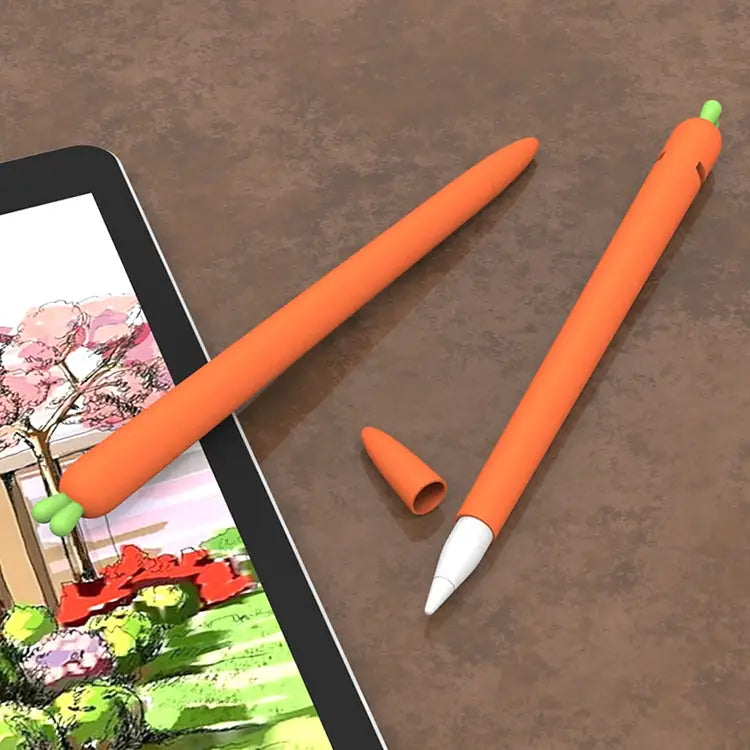 LOVE MEI For Apple Pencil 1 Carrot Shape Stylus Pen Silicone Protective Case Cover For Apple Pencil 1