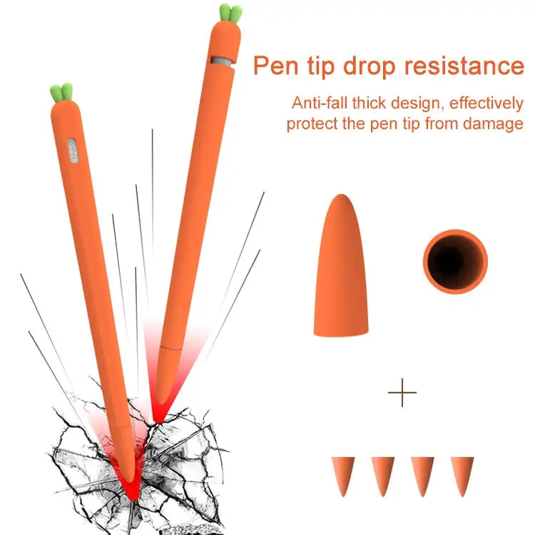 LOVE MEI For Apple Pencil 1 Carrot Shape Stylus Pen Silicone Protective Case Cover For Apple Pencil 1