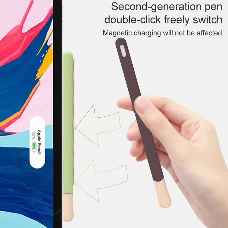 LOVE MEI For Apple Pencil 2 Stripe Design Stylus Pen Silicone Protective Case Cover For Apple Pencil 2