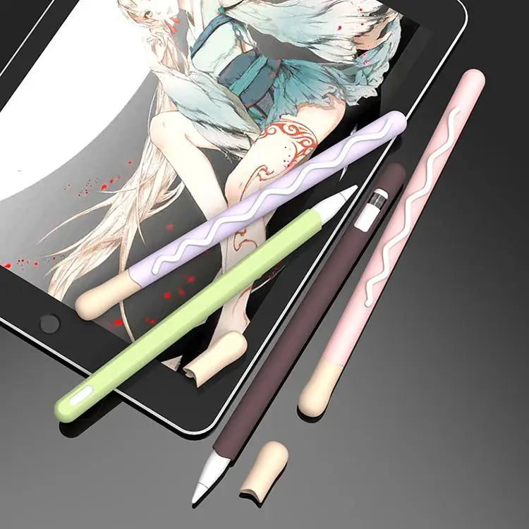 LOVE MEI For Apple Pencil 2 Stripe Design Stylus Pen Silicone Protective Case Cover For Apple Pencil 2