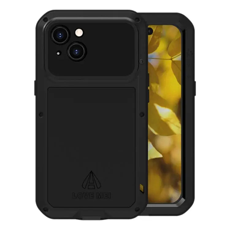 LOVE MEI Metal Shockproof Life Waterproof Dustproof Phone Case - For iPhone 15 / Black