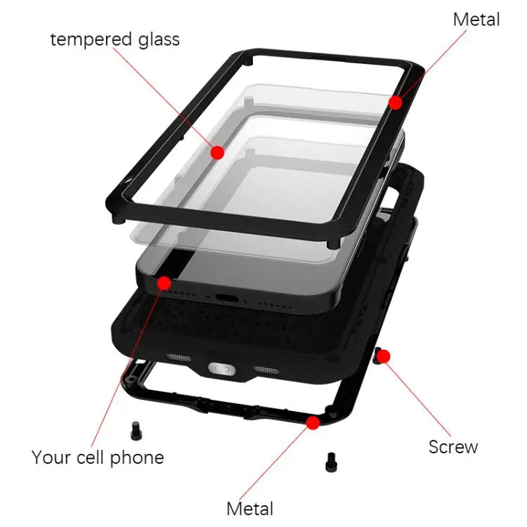 LOVE MEI Metal Shockproof Life Waterproof Dustproof Phone Case For iPhone 16 Pro Max For iPhone 16 Pro For iPhone 16