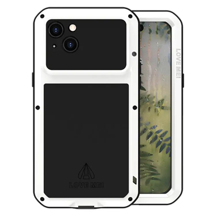 LOVE MEI Metal Shockproof Life Waterproof Dustproof Phone Case - For iPhone 15 Plus / White