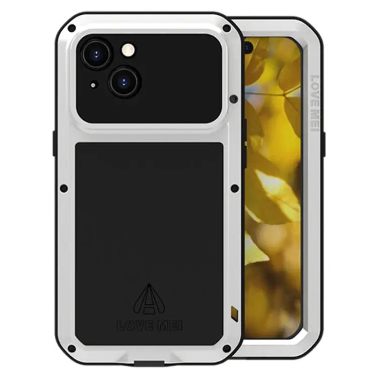 LOVE MEI Metal Shockproof Life Waterproof Dustproof Phone Case - For iPhone 15 / Silver