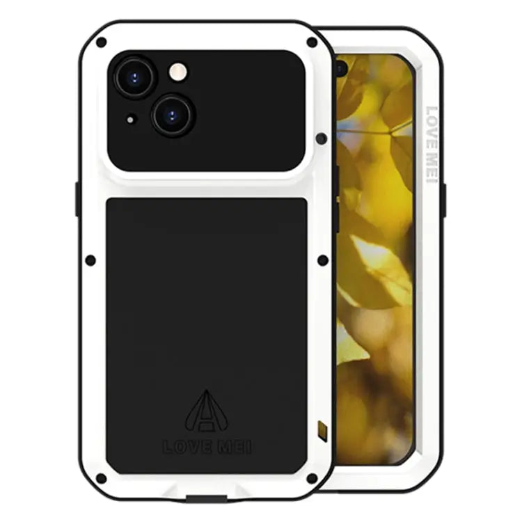 LOVE MEI Metal Shockproof Life Waterproof Dustproof Phone Case - For iPhone 15 / White