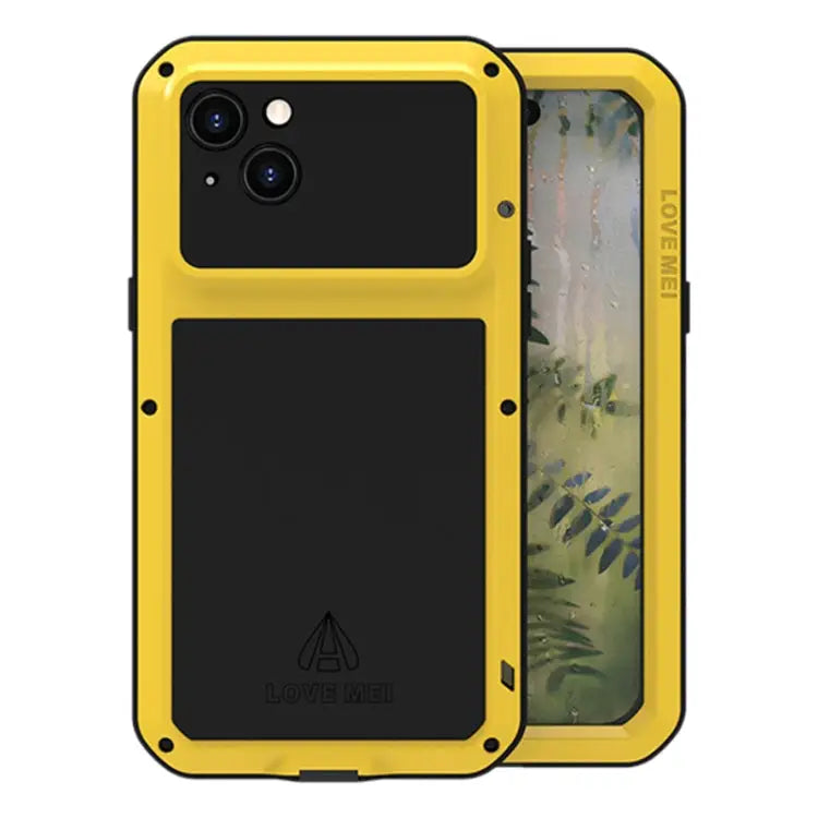 LOVE MEI Metal Shockproof Life Waterproof Dustproof Phone Case - For iPhone 15 Plus / Yellow